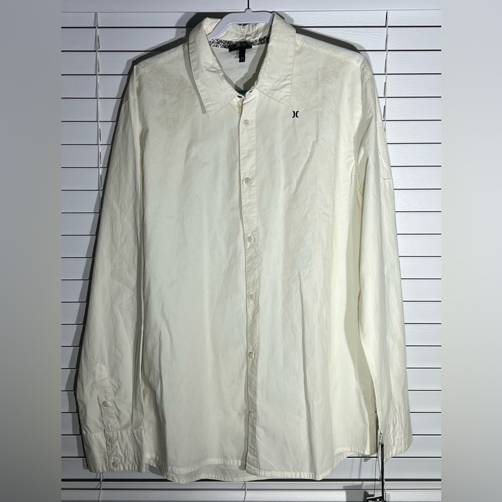Hurley Button Down shirt long sleeve men's size XL white/cream